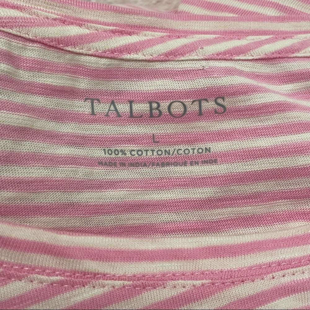 TALBOTS FRANCE DESTINATION STRIPE COTTON TOP Sz L - Picture 7 of 8